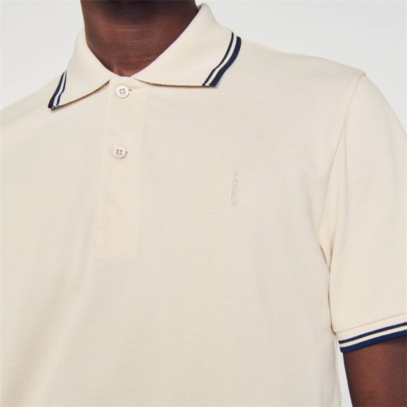 Sandro Cotton piqué polo shirt Greige | SN-SDO65122