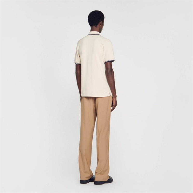 Sandro Cotton piqué polo shirt Greige | SN-SDO65122