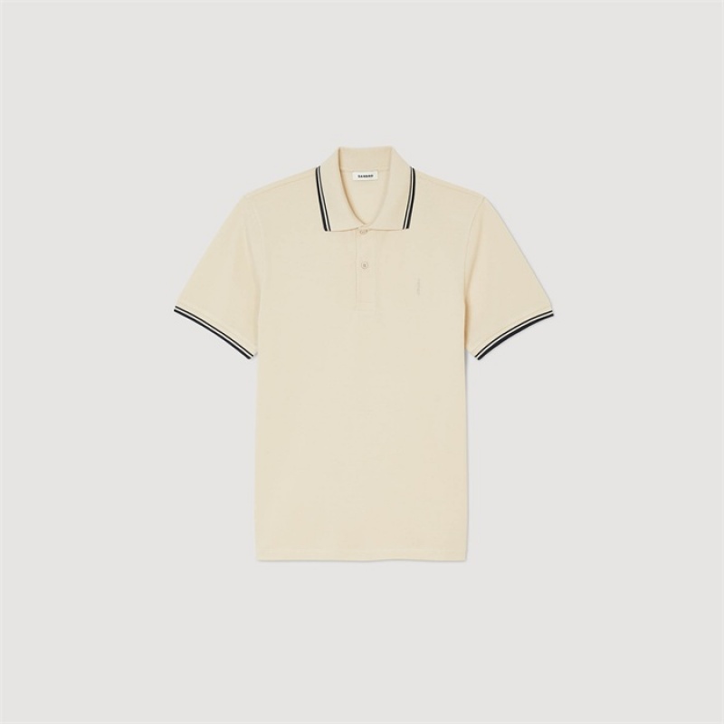 Sandro Cotton piqué polo shirt Greige | SN-SDO65122