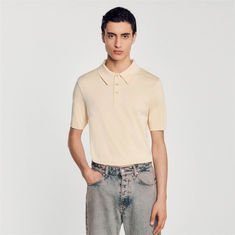 Sandro Cotton polo shirt Beige | SN-SDO65090