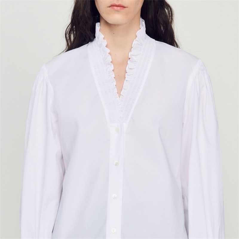 Sandro Cotton shirt with fancy collar White | SN-SDO64366