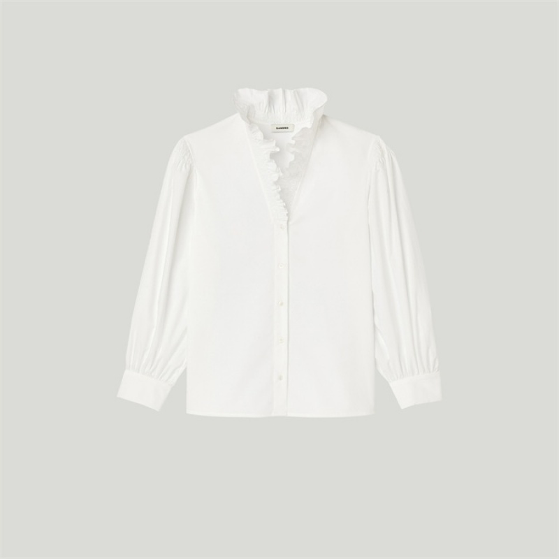 Sandro Cotton shirt with fancy collar White | SN-SDO64366