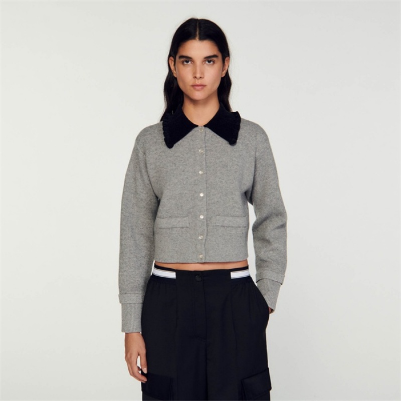 Sandro Cropped coatigan Grey | SN-SDO64623