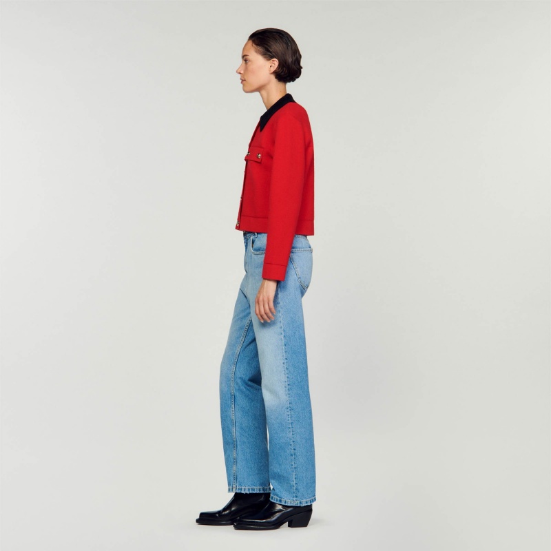 Sandro Cropped coatigan Red | SN-SDO64575