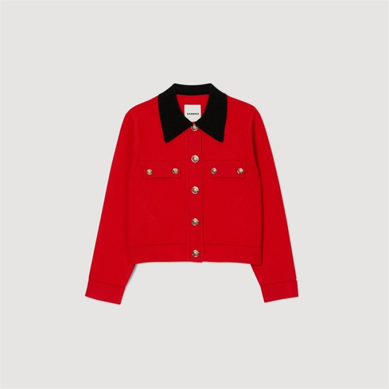 Sandro Cropped coatigan Red | SN-SDO64575