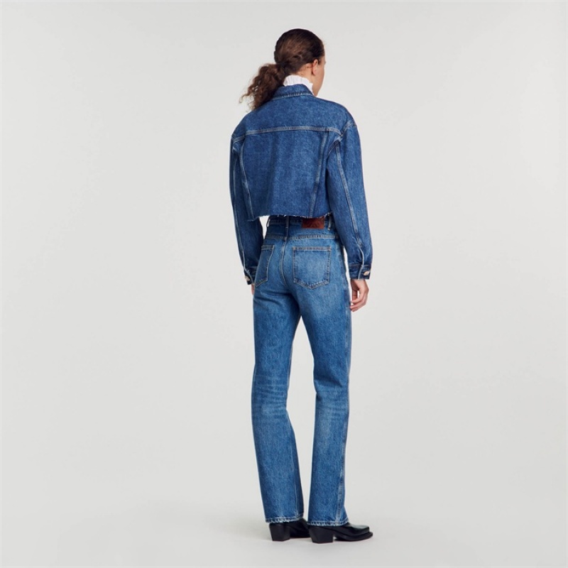 Sandro Cropped denim jacket Blue Jean | SN-SDO64435