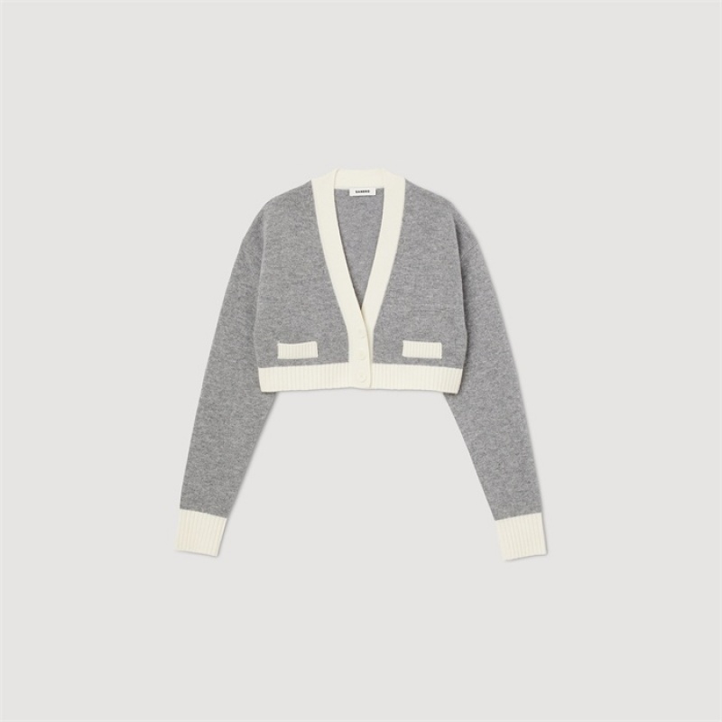 Sandro Cropped knitted cardigan Grey | SN-SDO64633