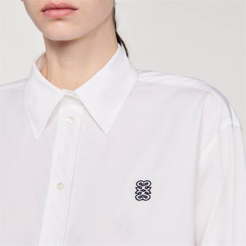 Sandro Cropped poplin shirt White | SN-SDO64373