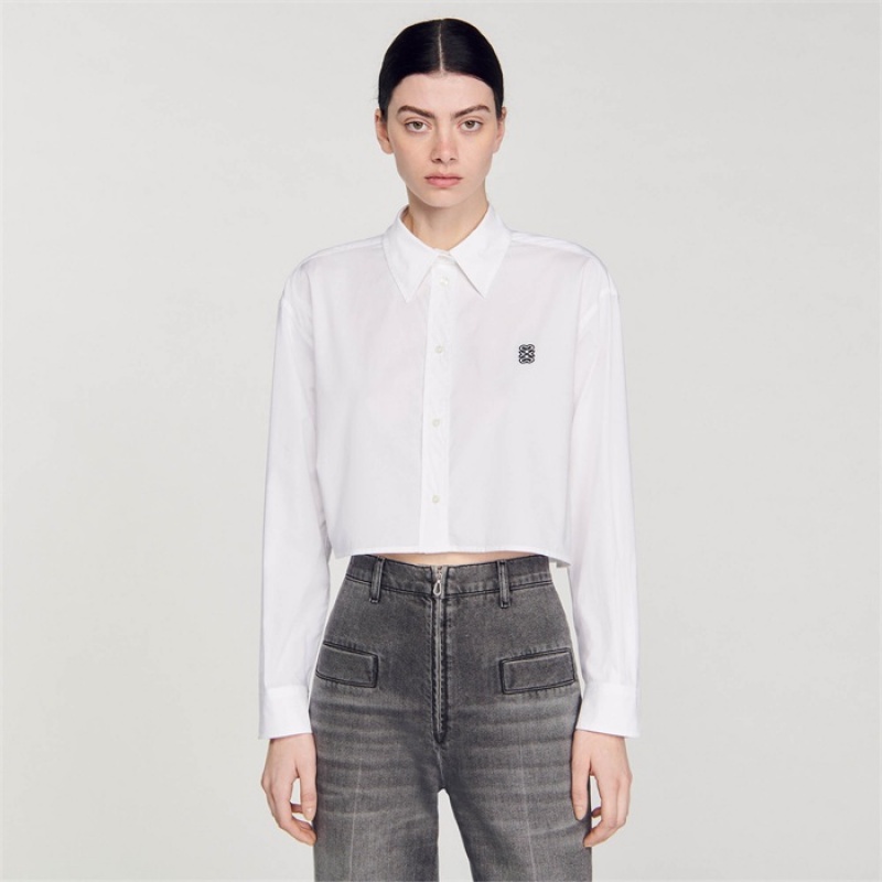 Sandro Cropped poplin shirt White | SN-SDO64373