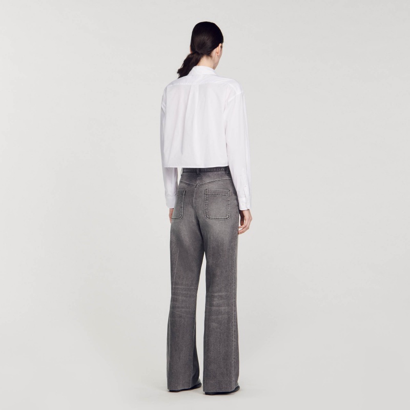 Sandro Cropped poplin shirt White | SN-SDO64373