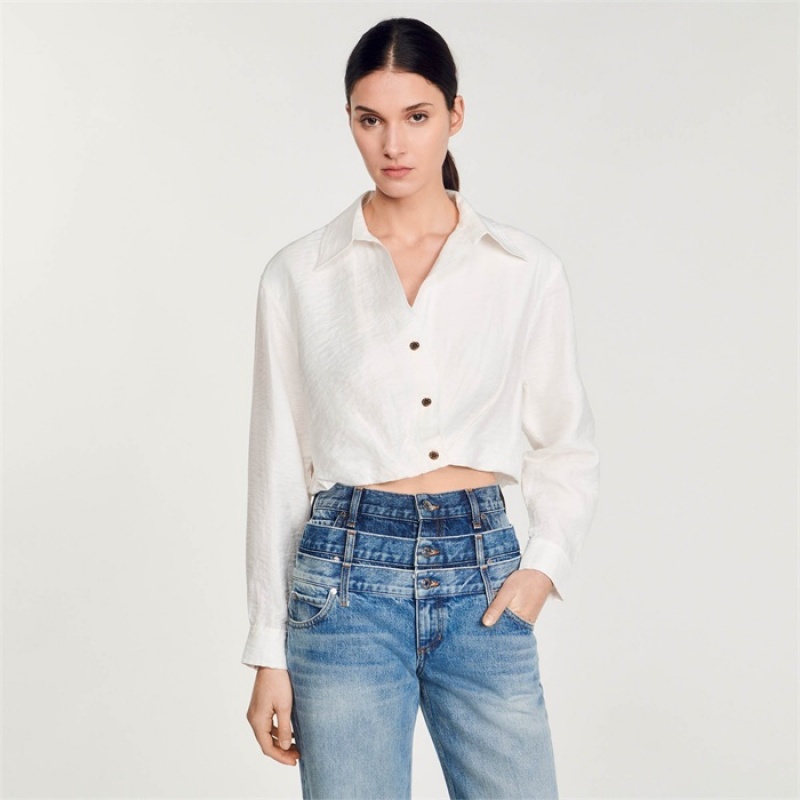 Sandro Cropped shirt White | SN-SDO64394