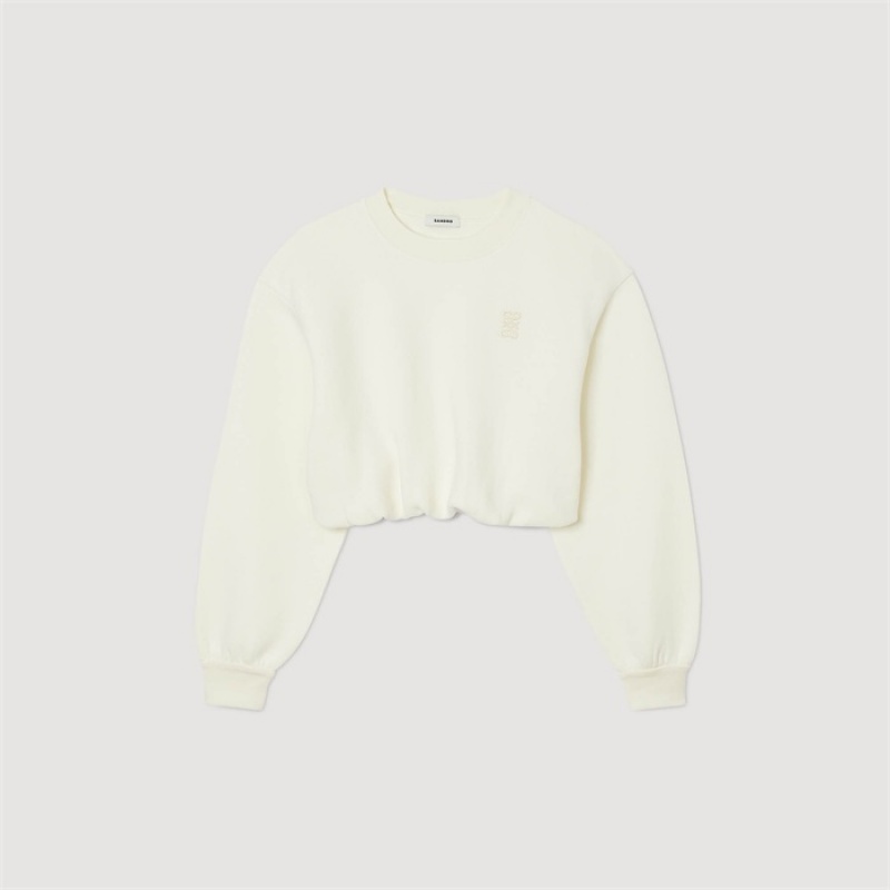 Sandro Cropped sweatshirt Ecru | SN-SDO64505