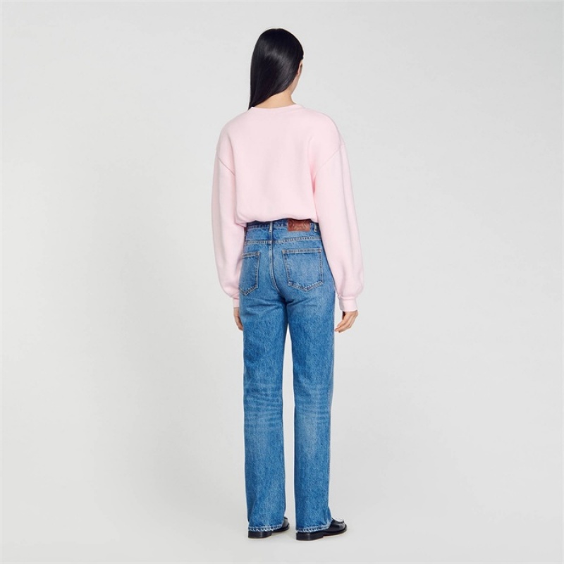 Sandro Cropped sweatshirt Light Pink | SN-SDO64504