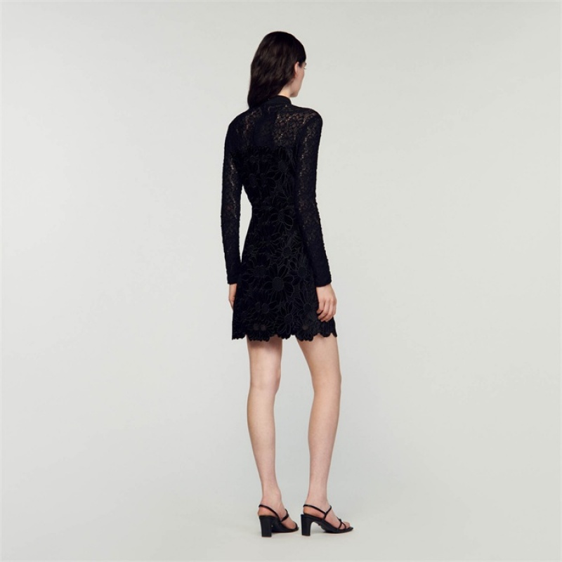 Sandro Daisy guipure dress Black | SN-SDO64257