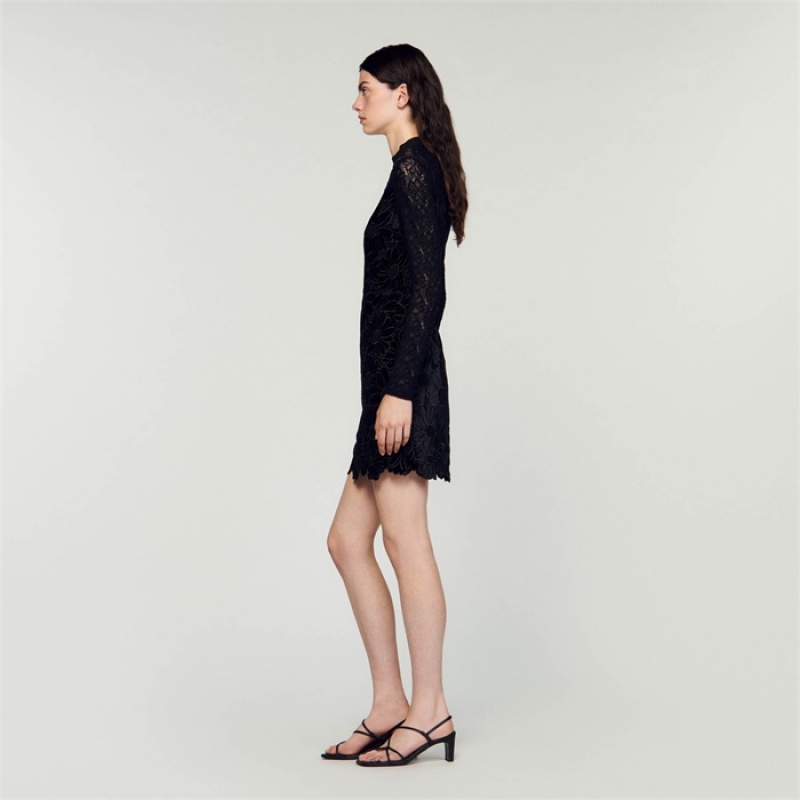 Sandro Daisy guipure dress Black | SN-SDO64257