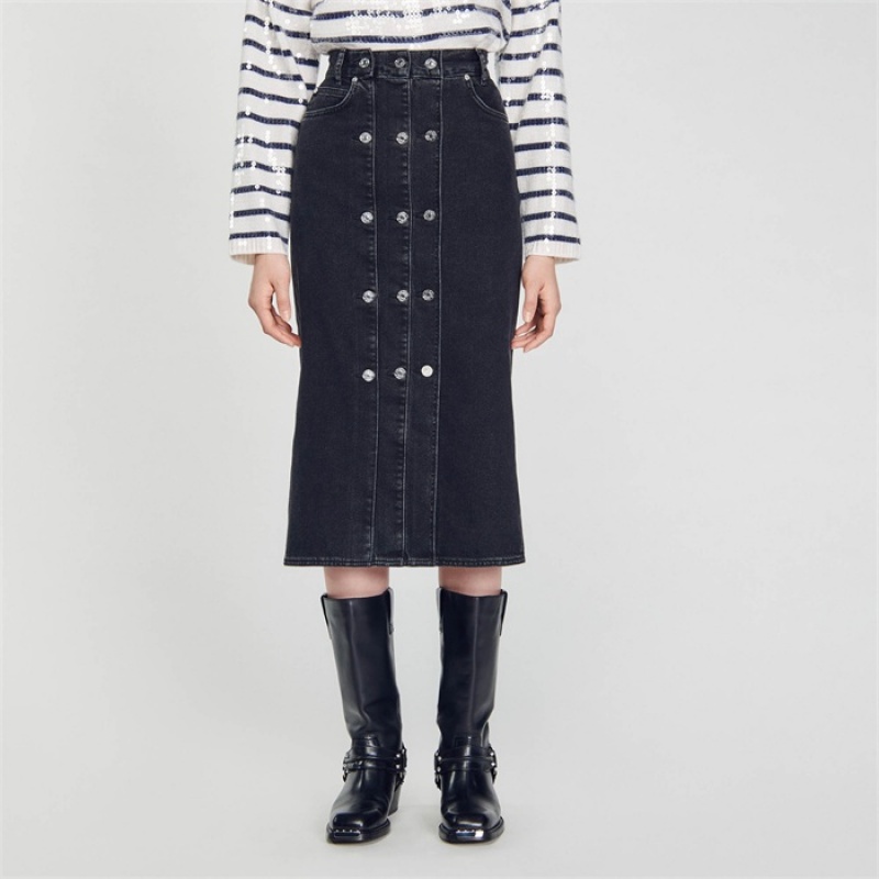 Sandro Denim skirt Black | SN-SDO64725