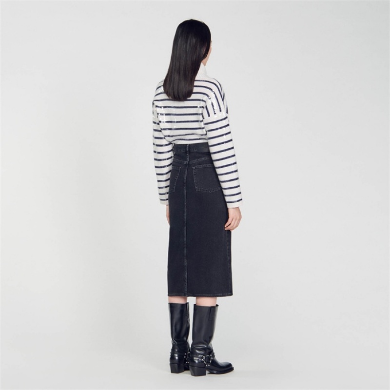 Sandro Denim skirt Black | SN-SDO64725