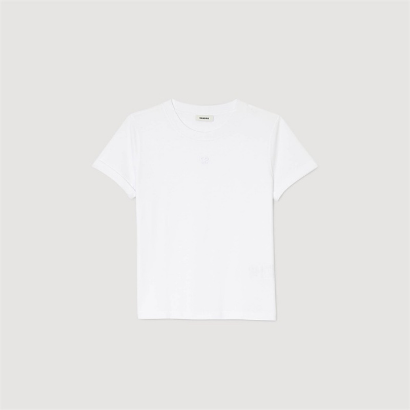 Sandro Double S T-shirt White | SN-SDO64419