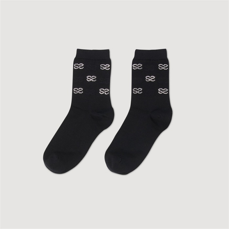 Sandro Double S rhinestone socks Black | SN-SDO64997