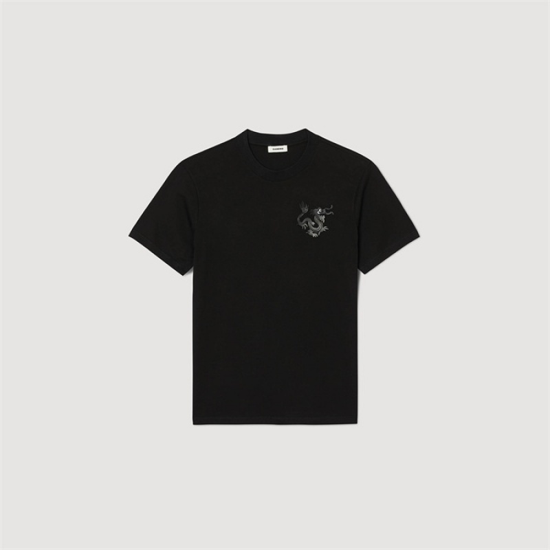 Sandro Dragon T-shirt Black | SN-SDO65133