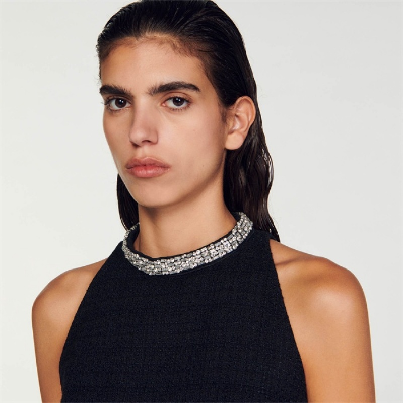 Sandro Dress with jewelry collar Black | SN-SDO64248