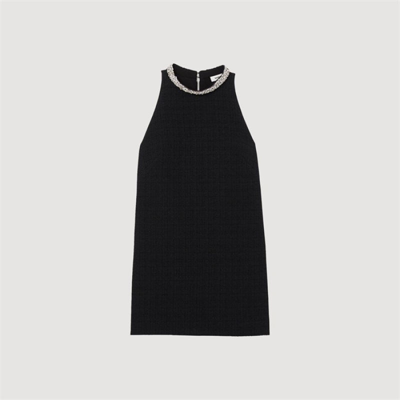 Sandro Dress with jewelry collar Black | SN-SDO64248