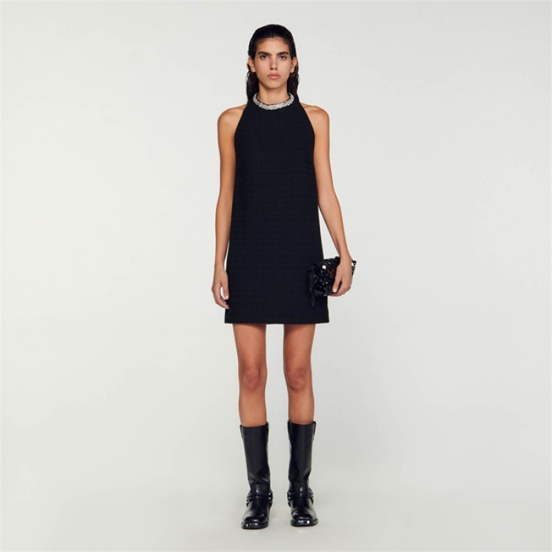 Sandro Dress with jewelry collar Black | SN-SDO64248