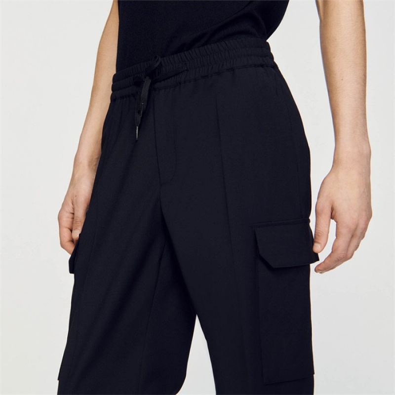 Sandro Elasticated cargo trousers Black | SN-SDO65385