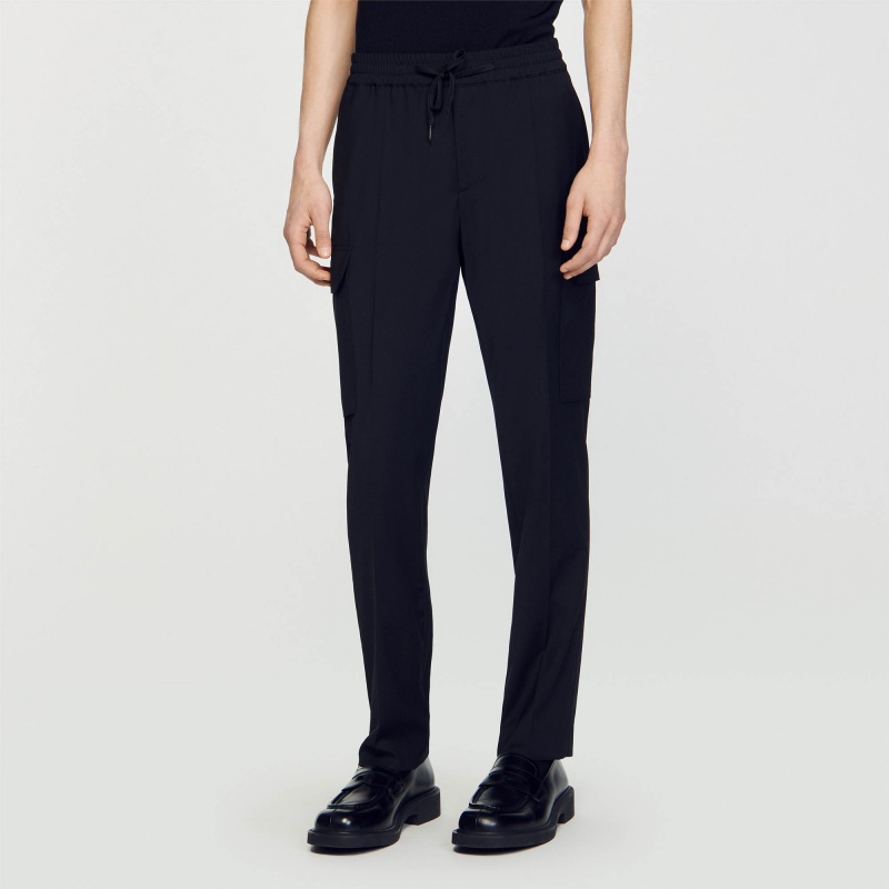 Sandro Elasticated cargo trousers Black | SN-SDO65385