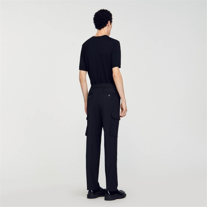 Sandro Elasticated cargo trousers Black | SN-SDO65385