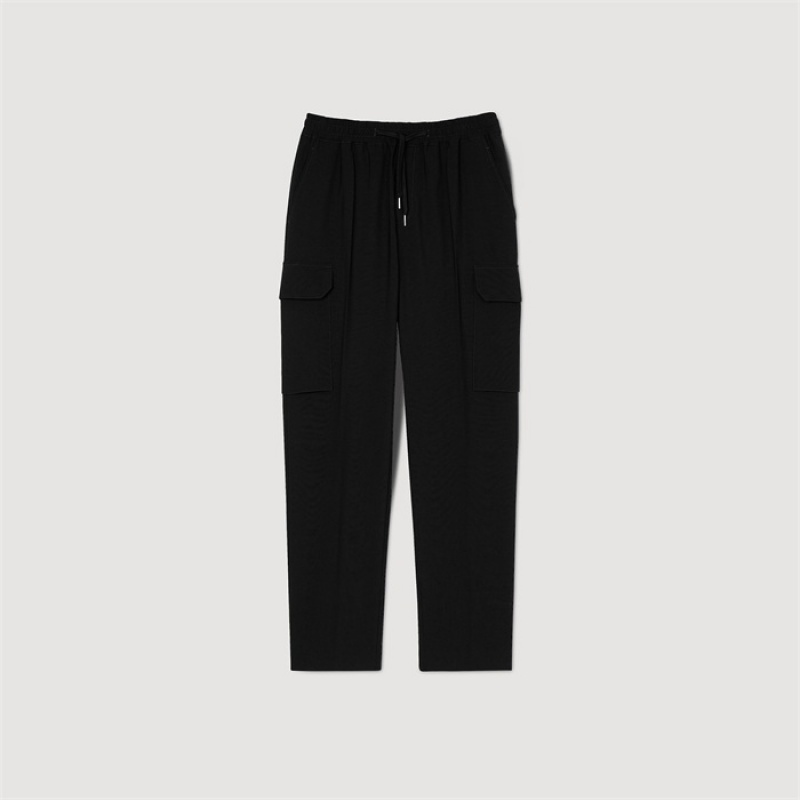 Sandro Elasticated cargo trousers Black | SN-SDO65385