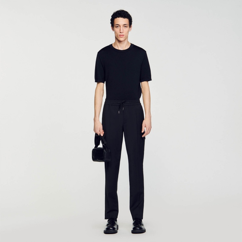 Sandro Elasticated cargo trousers Black | SN-SDO65385