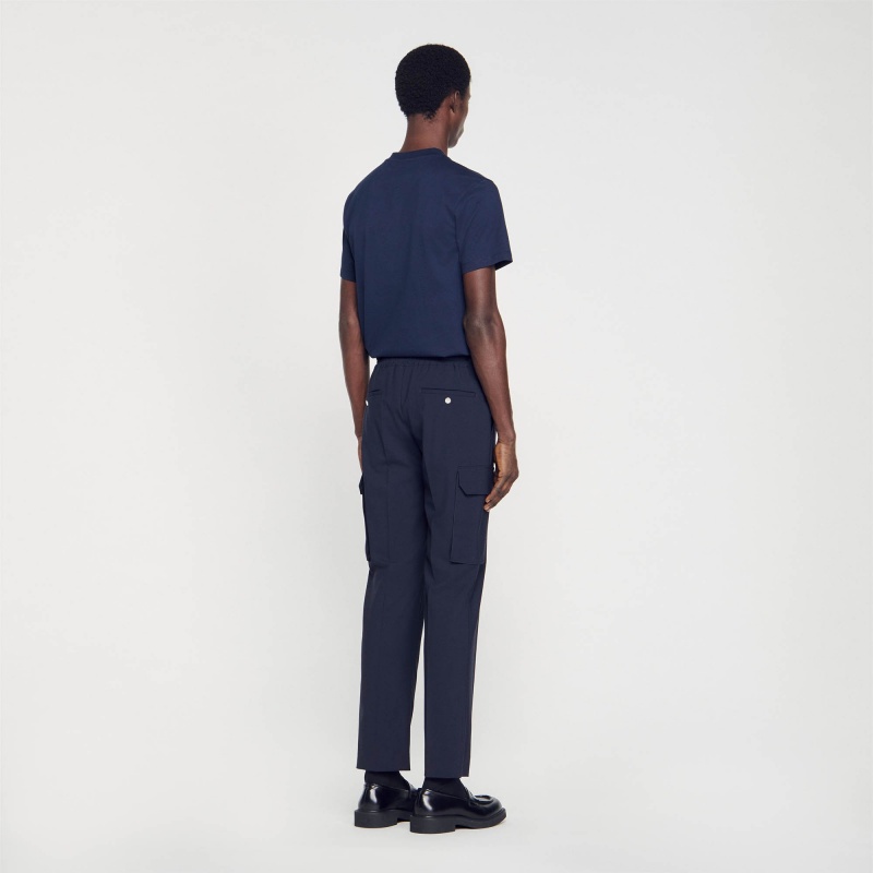 Sandro Elasticated cargo trousers Navy Blue | SN-SDO65391