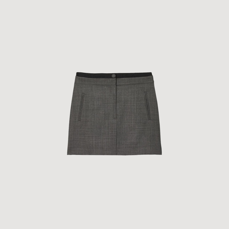 Sandro Elasticated mini skirt Charcoal Grey | SN-SDO64701