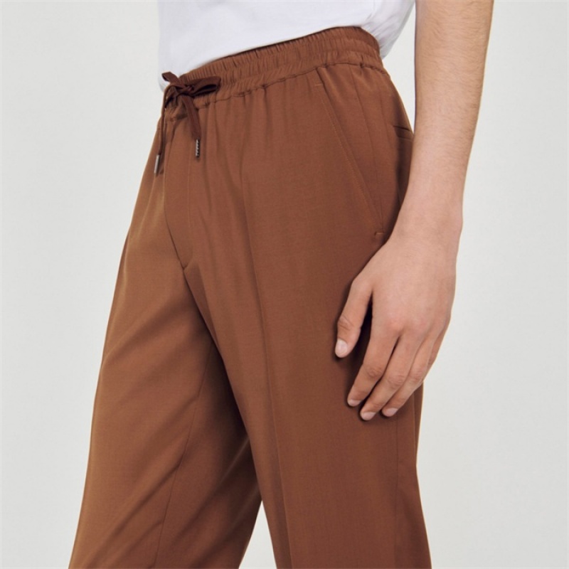 Sandro Elasticated straight-leg pants Black Brown | SN-SDO65327