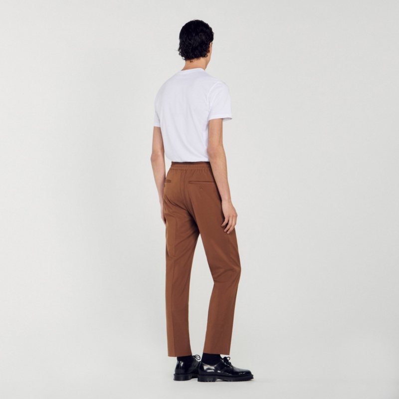 Sandro Elasticated straight-leg pants Black Brown | SN-SDO65327