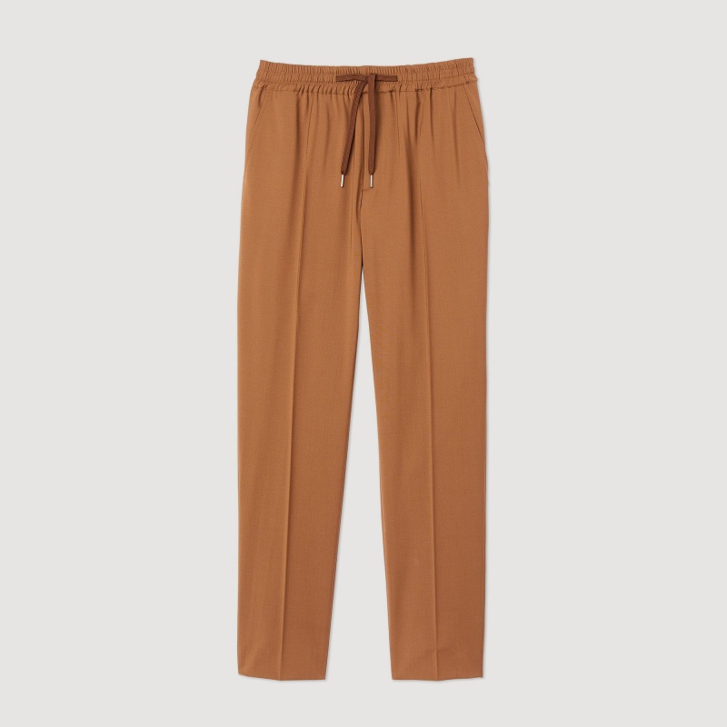 Sandro Elasticated straight-leg pants Black Brown | SN-SDO65327