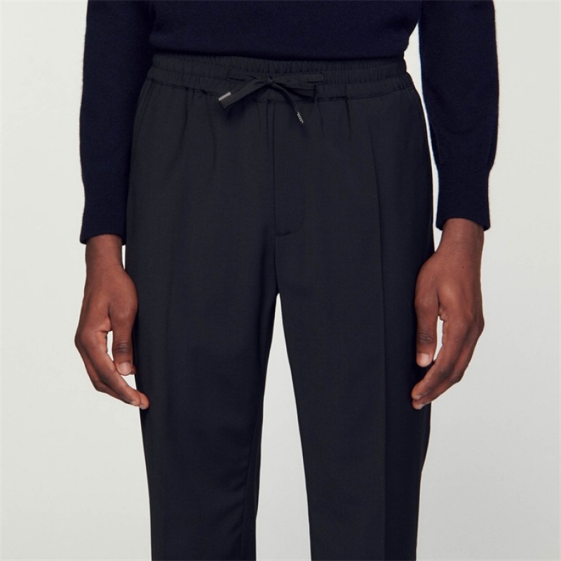 Sandro Elasticated straight-leg pants Black | SN-SDO65331