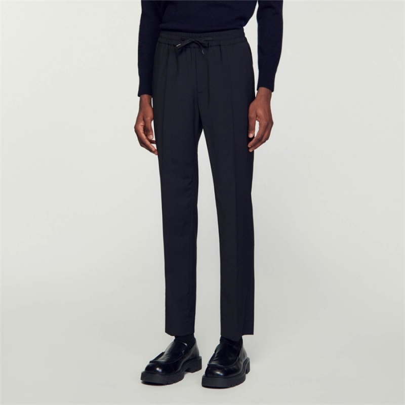 Sandro Elasticated straight-leg pants Black | SN-SDO65331