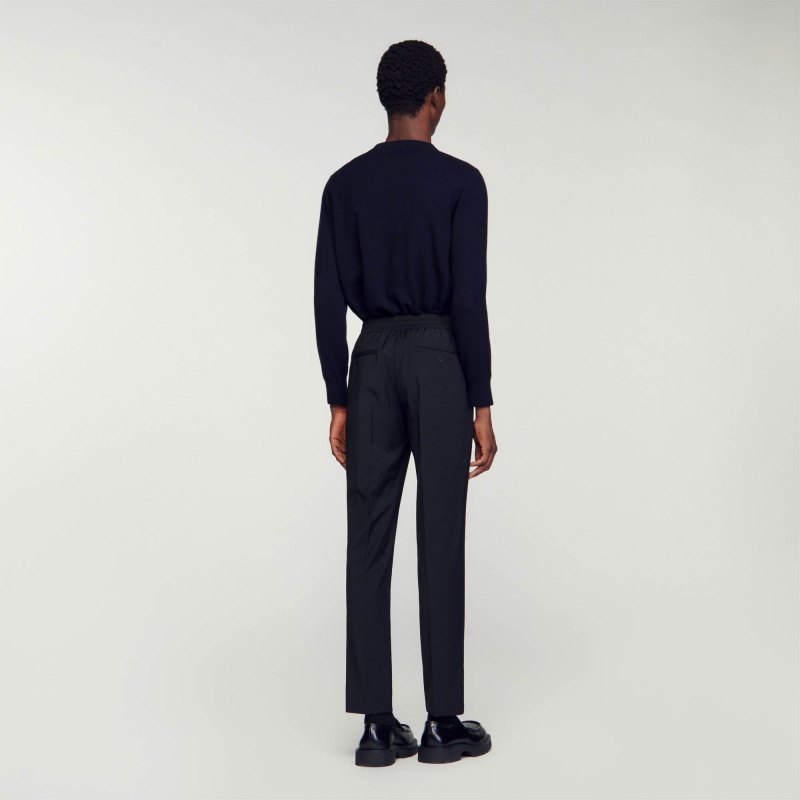 Sandro Elasticated straight-leg pants Black | SN-SDO65331