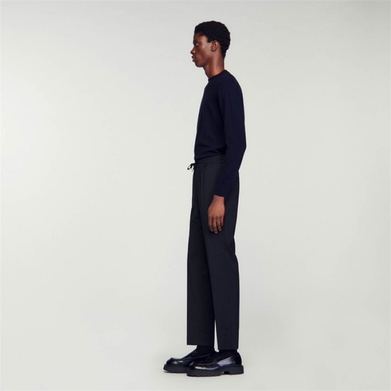 Sandro Elasticated straight-leg pants Black | SN-SDO65331