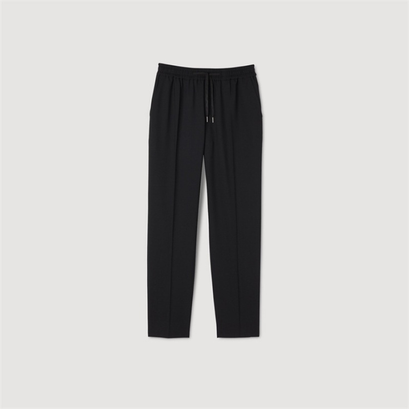 Sandro Elasticated straight-leg pants Black | SN-SDO65331