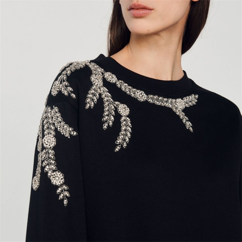 Sandro Embellished sweatshirt Black | SN-SDO64632