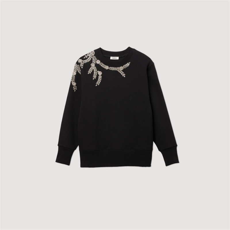 Sandro Embellished sweatshirt Black | SN-SDO64632