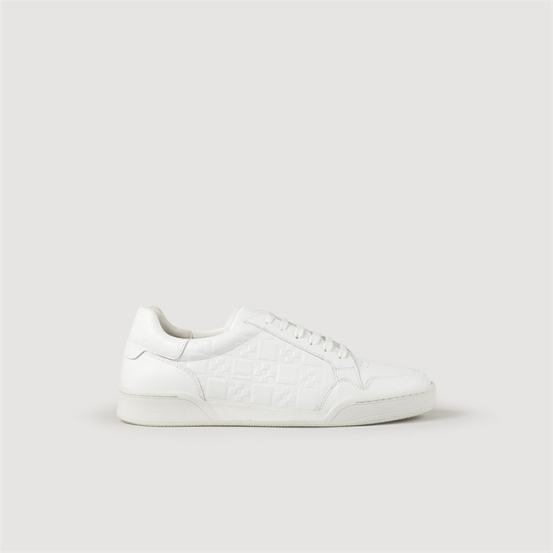 Sandro Embossed square cross leather sneakers White | SN-SDO65422