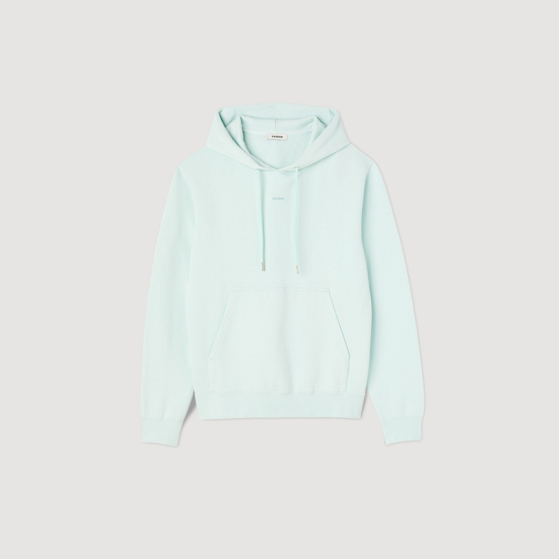 Sandro Embroidered hoodie Mint Blue | SN-SDO65316