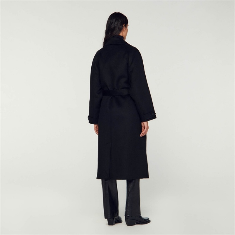 Sandro Eyelet trench coat Black | SN-SDO64513