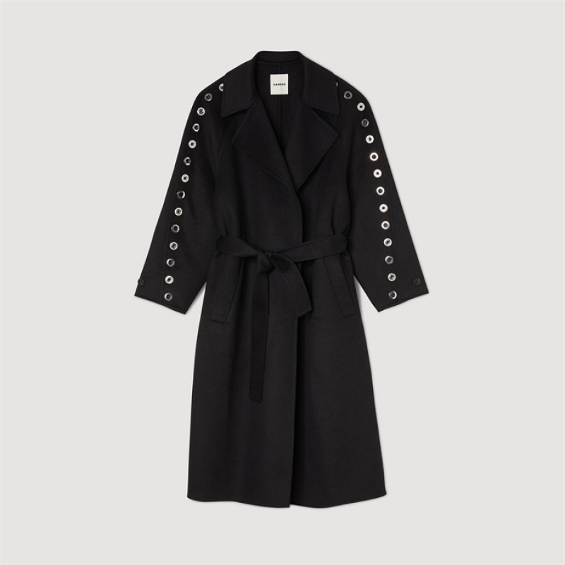 Sandro Eyelet trench coat Black | SN-SDO64513