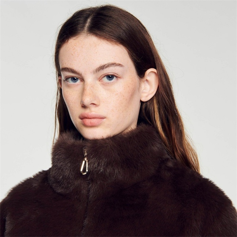 Sandro Faux fur jacket Brown | SN-SDO64538