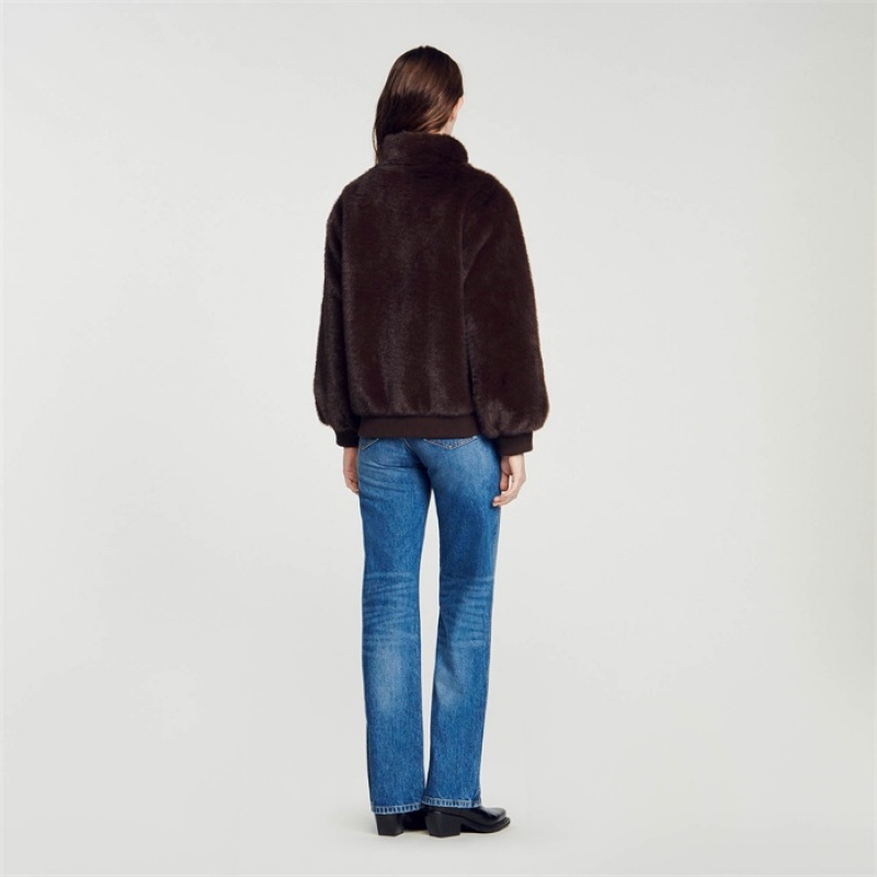 Sandro Faux fur jacket Brown | SN-SDO64538